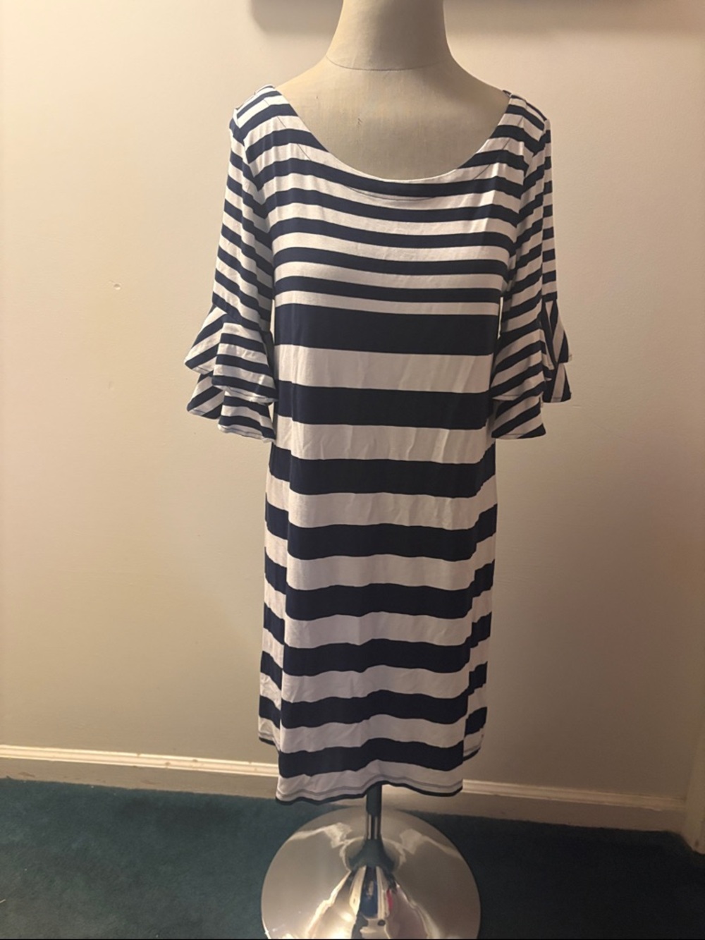 Lilly Pulitzer Navy and White Striped Midi Dress